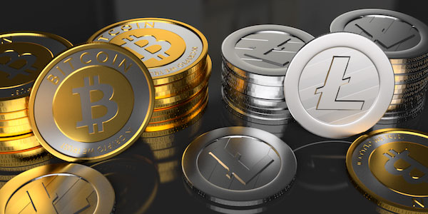 Litecoin-vs-Bitcoin-coins-gold-silver